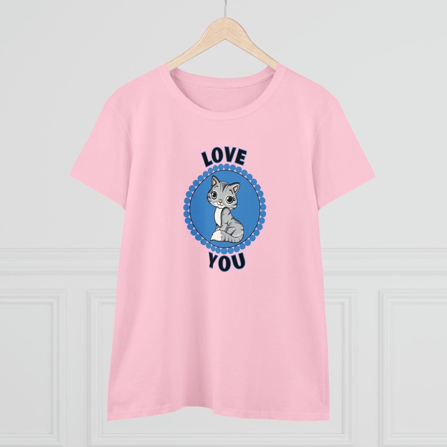 Cat, Love You, Animals- Adult, Semi-fitted T-shirt