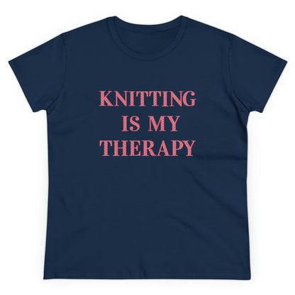 Knitting Is My Therapy- Adult, Semi-fitted T-shirt