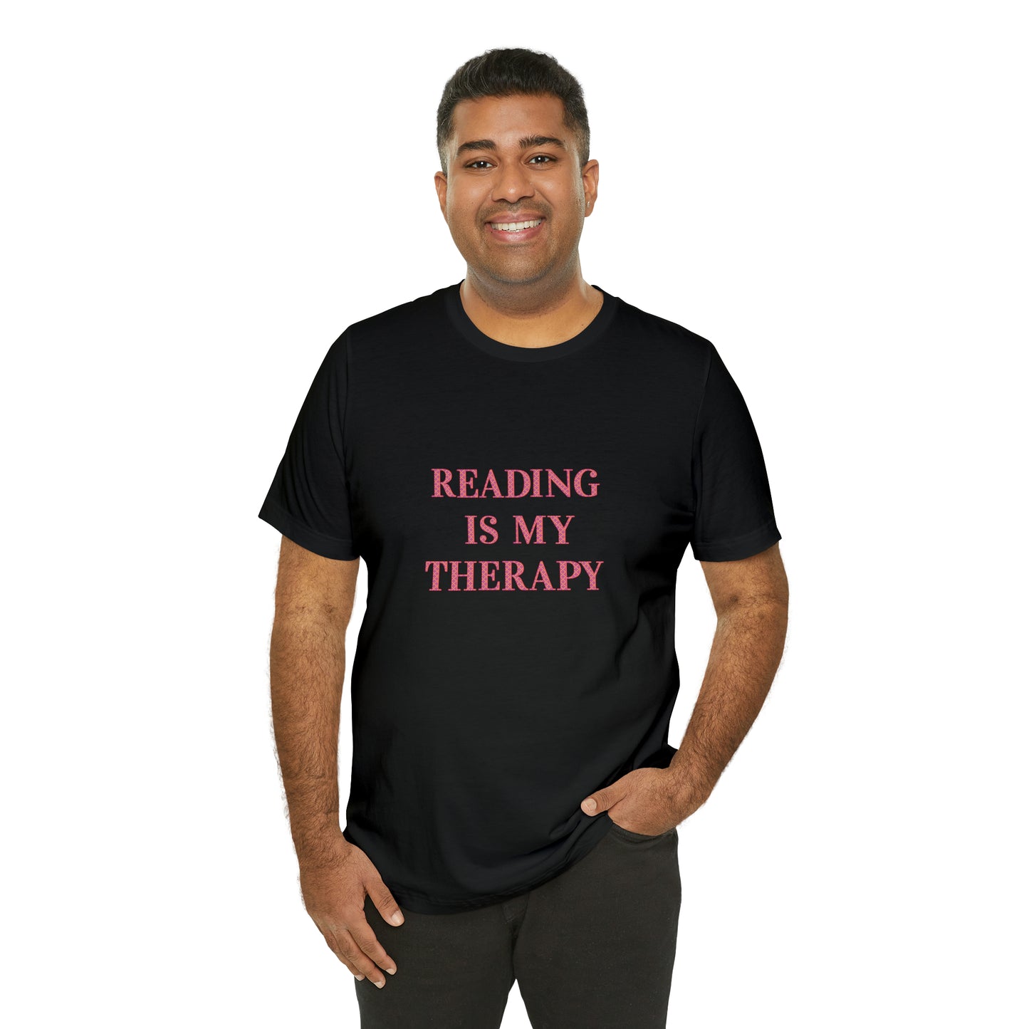 Hobby, Reading Is My Therapy, Words, Books- Adult, Regular Fit, Soft Cotton, Smaller Size Image T-Shirt