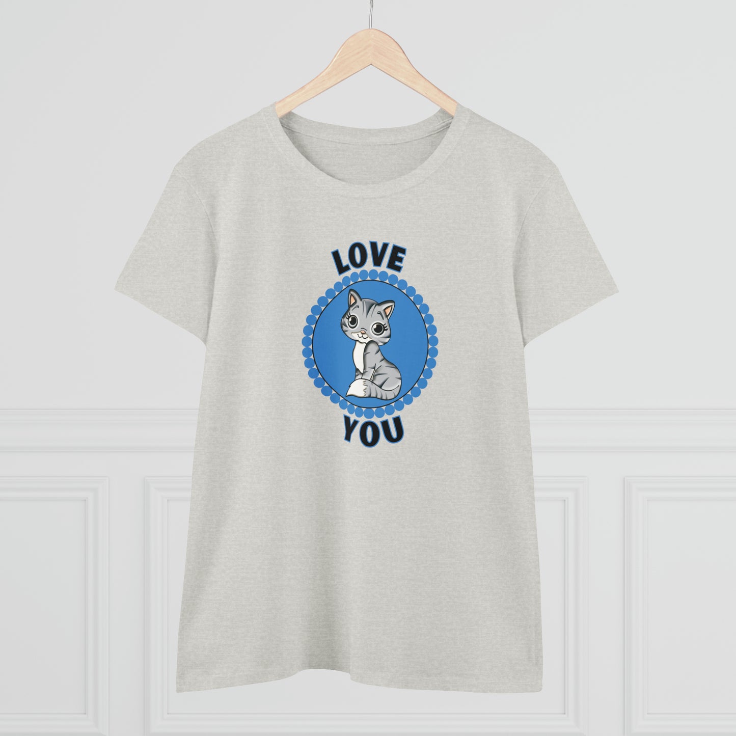 Cat, Love You, Animals- Adult, Semi-fitted T-shirt