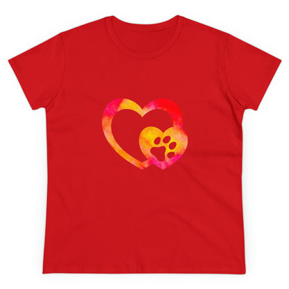 Art, Colorful, Love, Dog Paw- Adult, Semi-fitted, T-shirt