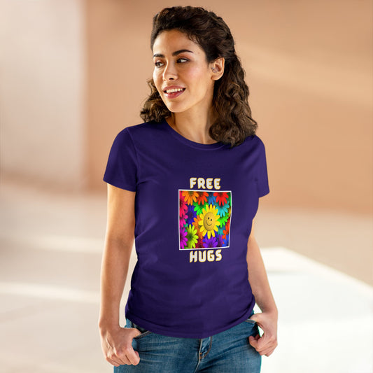 Positive, Art, Colorful, Nature, Flowers, Free Hugs- Adult, Semi-fitted, T-shirt