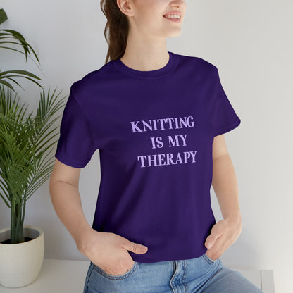 Knitting Is My Therapy- Adult, Regular Fit, Smaller Size Image, Soft Cotton T-shirt