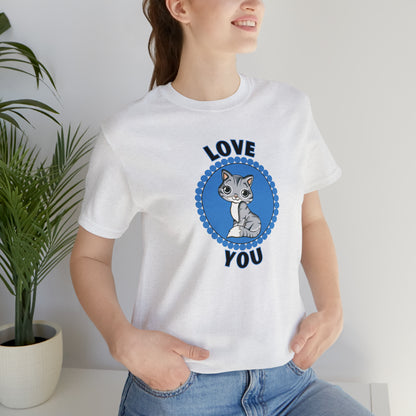 Cat, Love You, Animals- Adult, Regular Fit, Soft Cotton, T-shirt