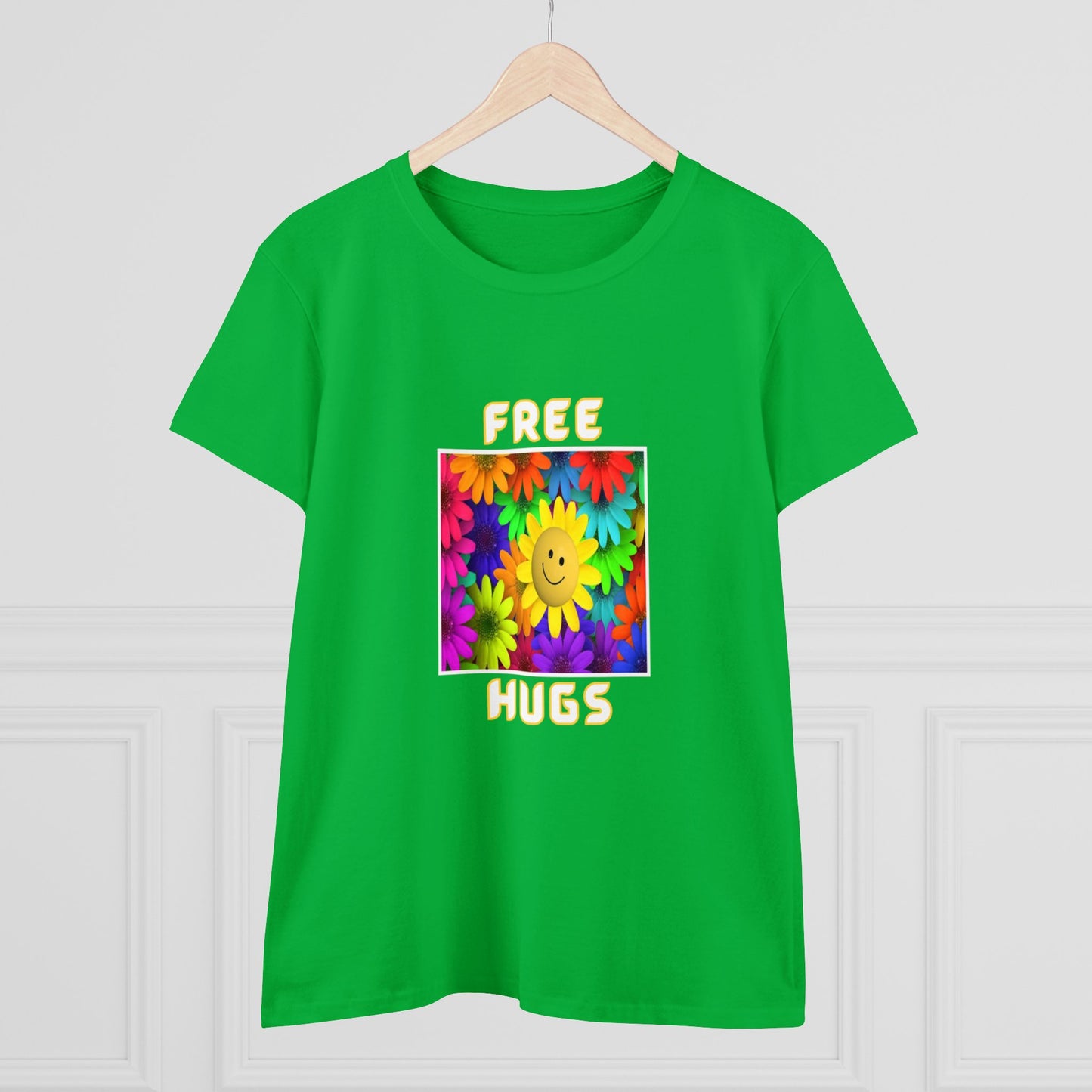 Positive, Art, Colorful, Nature, Flowers, Free Hugs- Adult, Semi-fitted, T-shirt