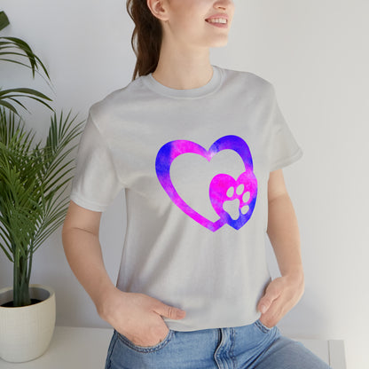 Art, Colorful, Love, Dog Paw- Adult, Regular Fit, Soft Cotton, T-shirt