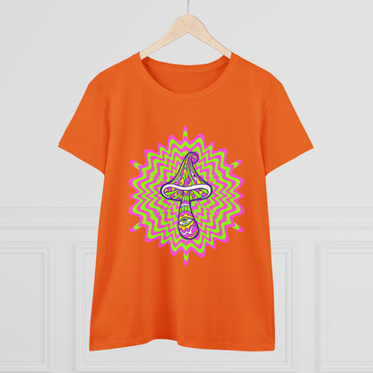 Colorful, Retro Mushrooms- Adult, Semi-fitted, Smaller Size Image, T-shirt