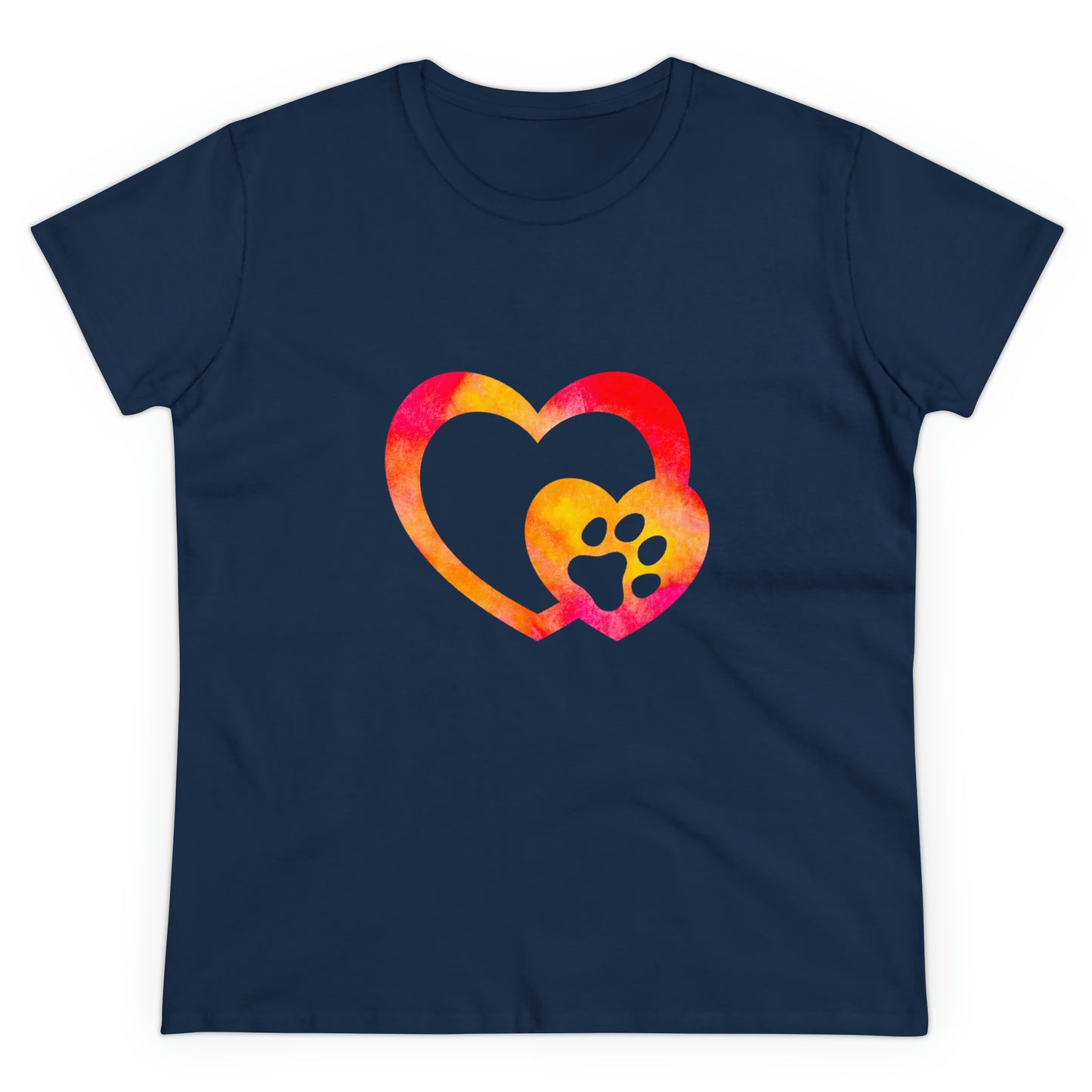 Art, Colorful, Love, Dog Paw- Adult, Semi-fitted, T-shirt