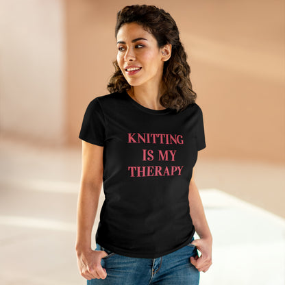 Knitting Is My Therapy- Adult, Semi-fitted T-shirt
