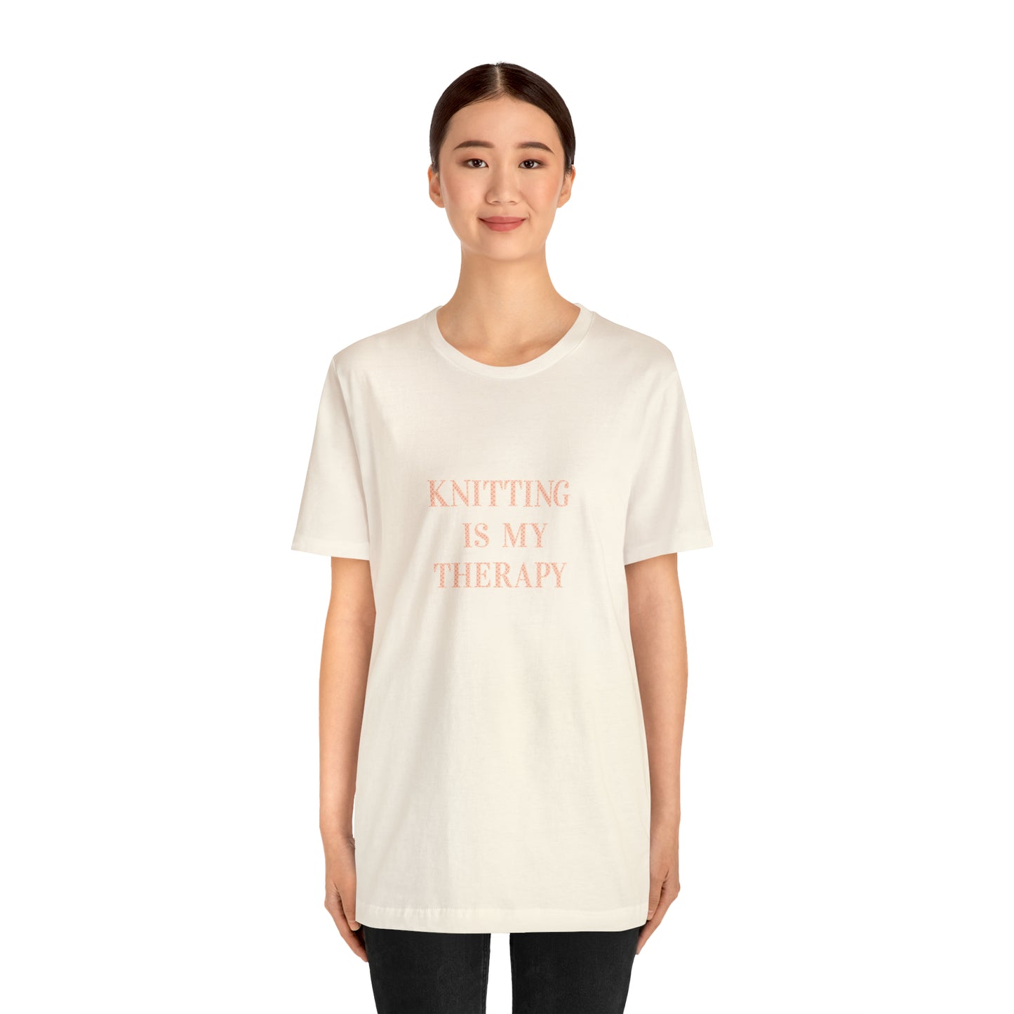 Knitting Is My Therapy- Adult, Regular Fit, Smaller Size Image, Soft Cotton, T-shirt