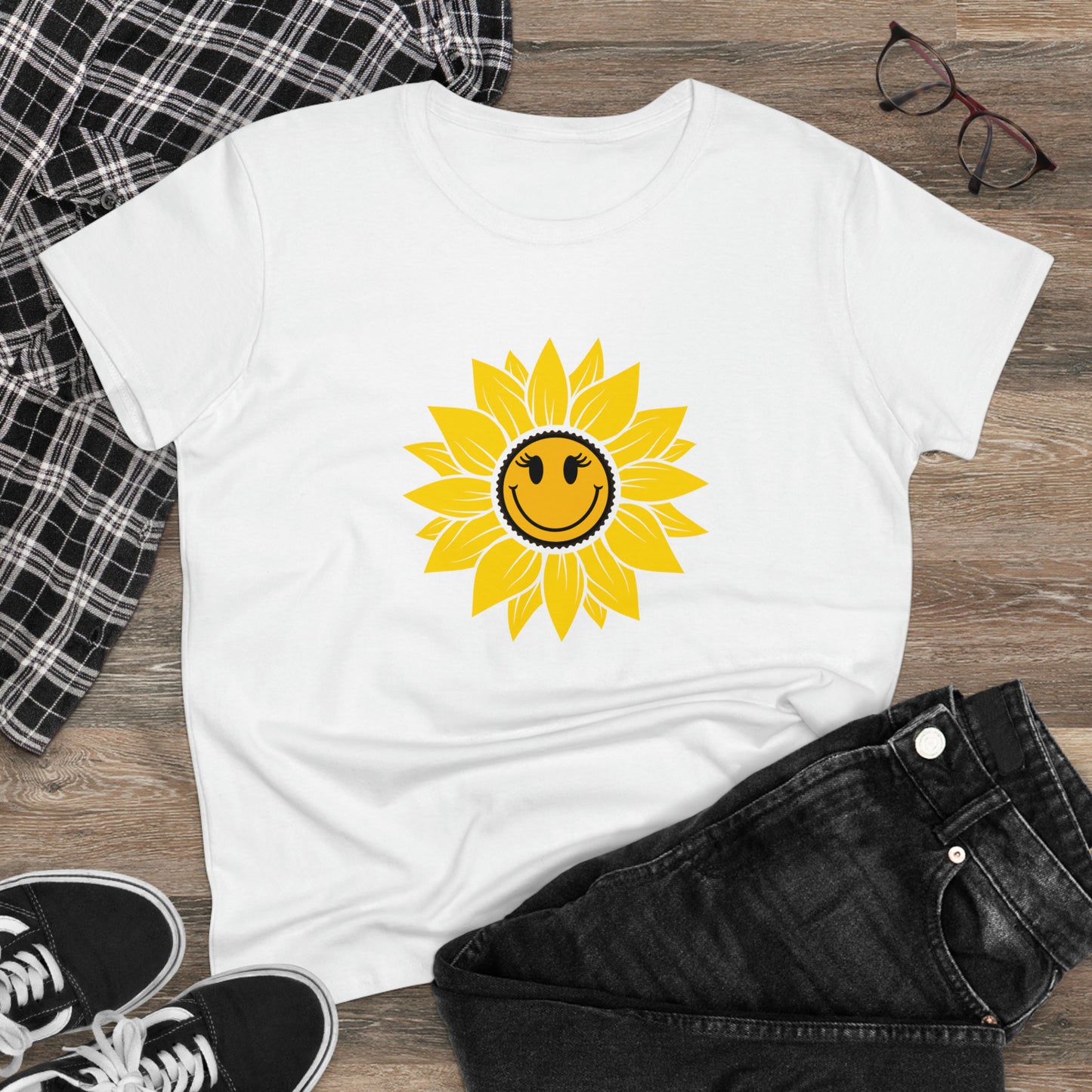 Positive, Sunflower, Nature, Gardens, Flowers, Garden- Adult, Semi-fitted, Half Caffeinated (Smaller Size Image), T-shirt