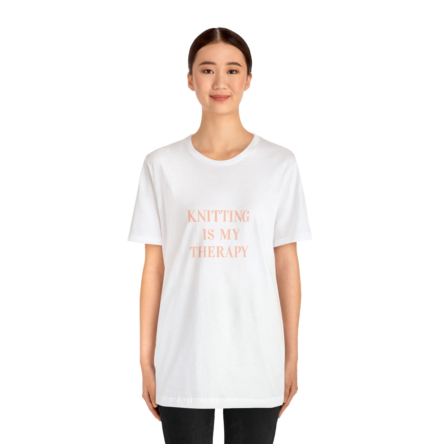 Knitting Is My Therapy- Adult, Regular Fit, Smaller Size Image, Soft Cotton, T-shirt