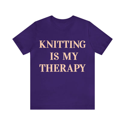 Knitting Is My Therapy- Adult, Regular Fit, Soft Cotton T-shirt