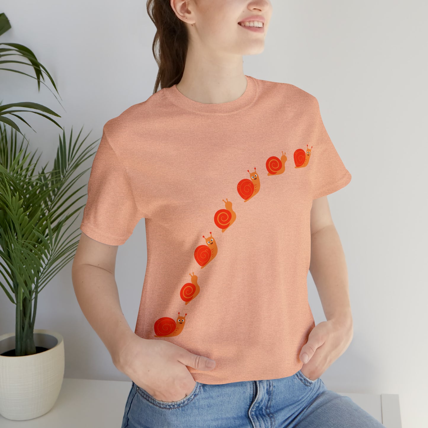 Garden, Bug, Snail Crossing, Bug, Animals, Nature, Plants, Garden- Adult, Regular Fit, Soft Cotton, T-shirt