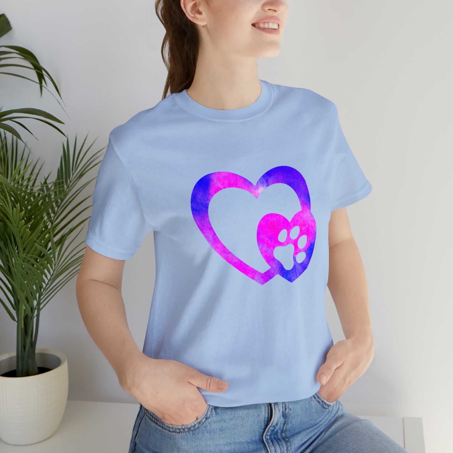 Art, Colorful, Love, Dog Paw- Adult, Regular Fit, Soft Cotton, T-shirt