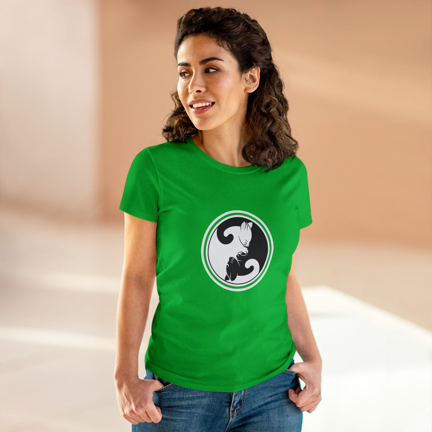 Symbol, Ying Yang, Cat- Adult, Semi-fitted, Smaller Size Image, T-shirt