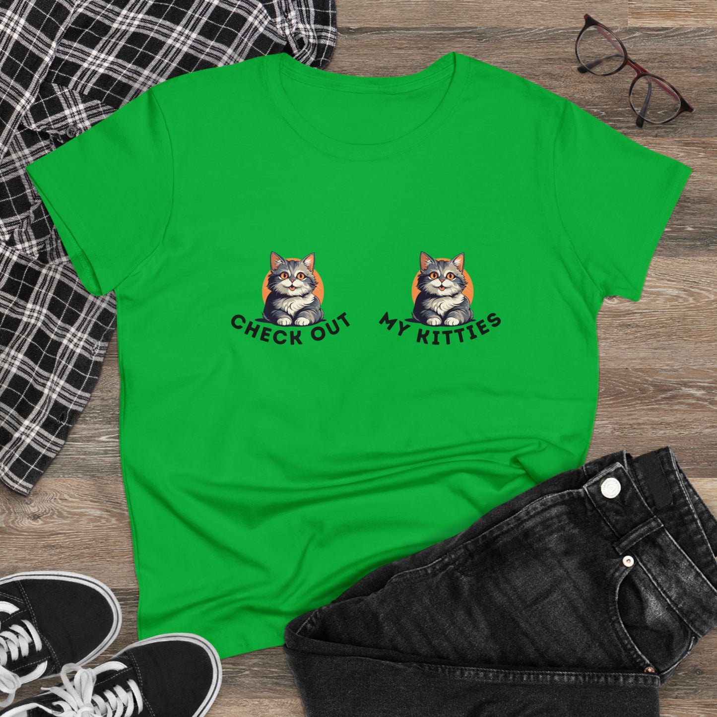 Kitty Cat T-Shirt / Check Out My Kitties Semi-Fitted Shirt / Unisex Jersey Short Sleeve Tee / Humorous Pet Clothes