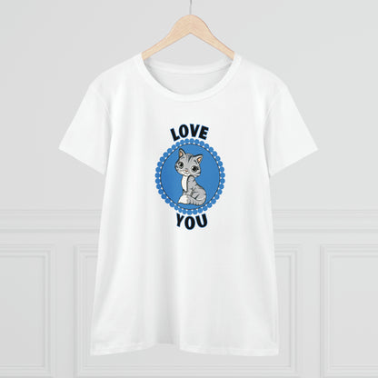Cat, Love You, Animals- Adult, Semi-fitted T-shirt