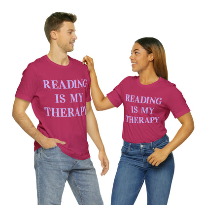 Reading Is My Therapy- Adult, Regular Fit, Soft Cotton, Full Size Image T-Shirt