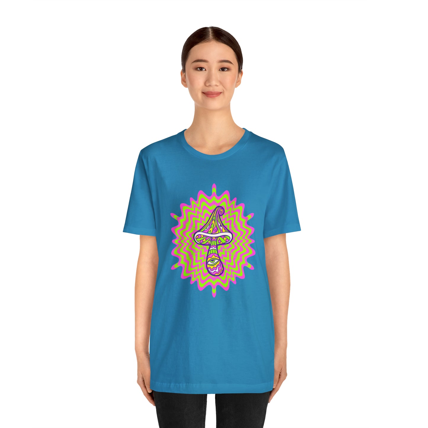 Colorful, Retro Mushrooms T-shirt- Adult, Regular Fit, Soft Cotton, T-shirt