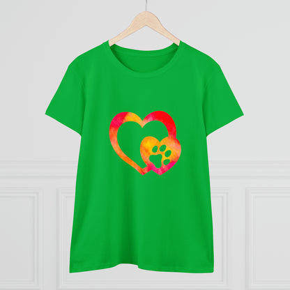 Art, Colorful, Love, Dog Paw- Adult, Semi-fitted, T-shirt