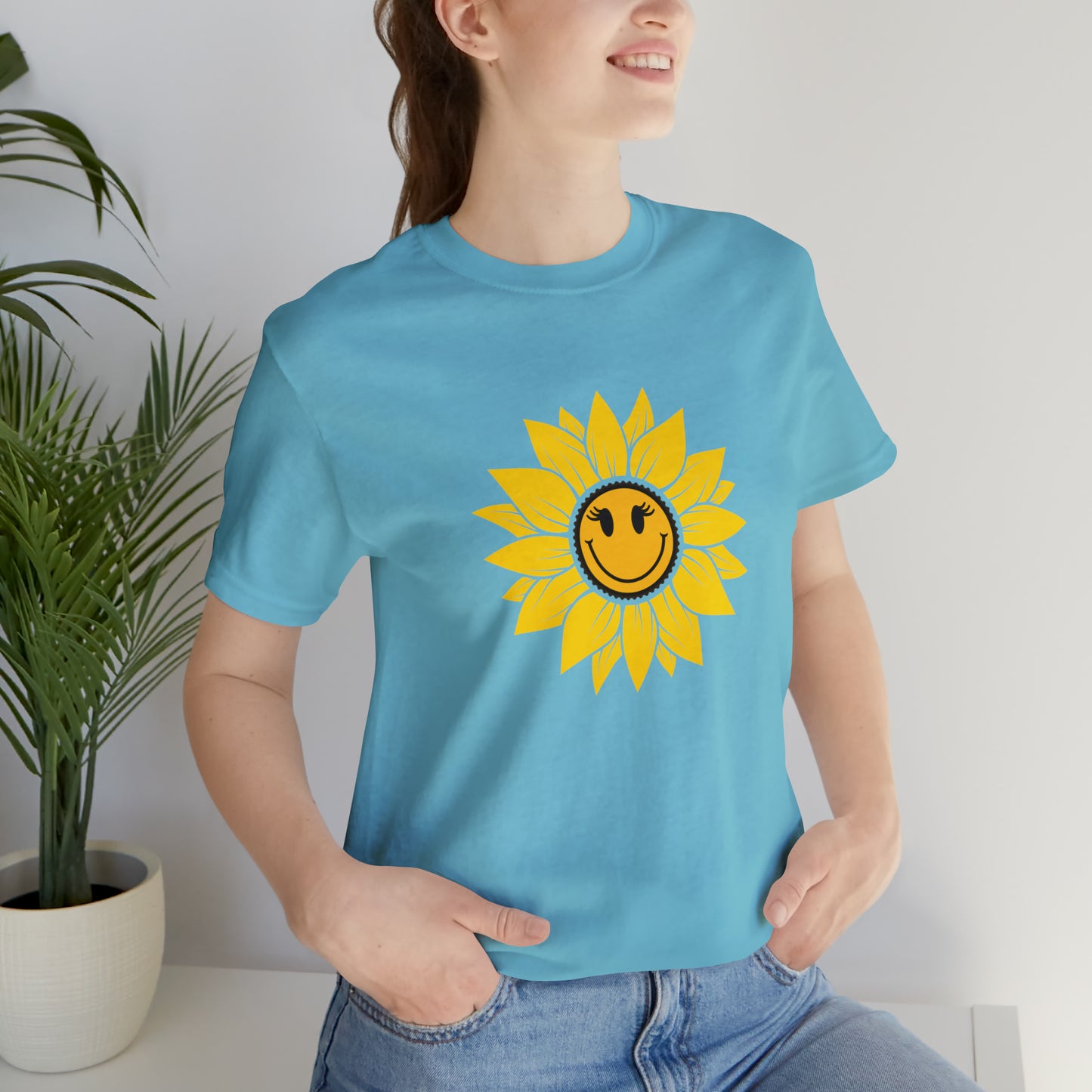 Positive, Sunflower, Nature, Gardens, Flowers, Garden- Adult, Regular Fit, Soft Cotton, T-shirt
