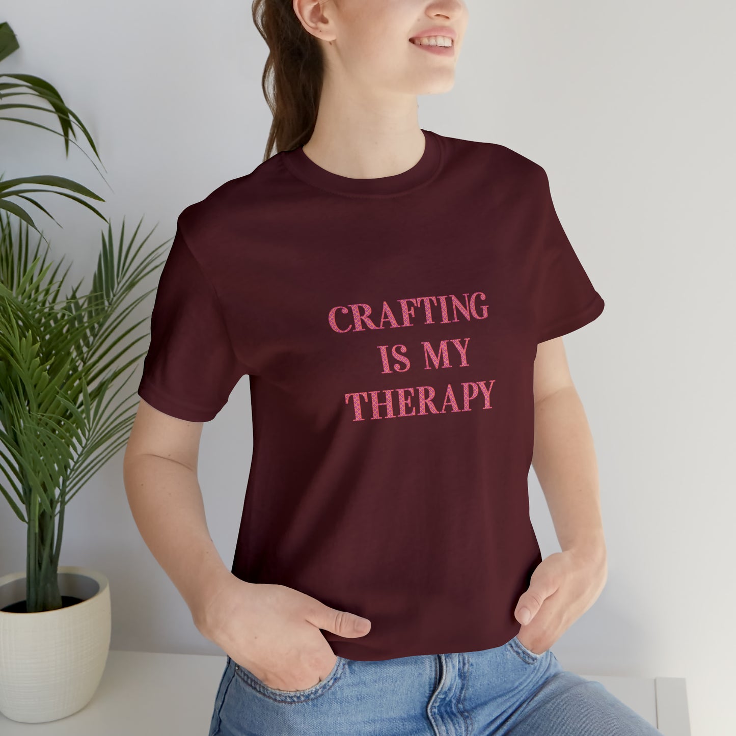 Crafting Is My Therapy- Adult, Regular Fit, Smaller Size Image, Soft Cotton, T-shirt