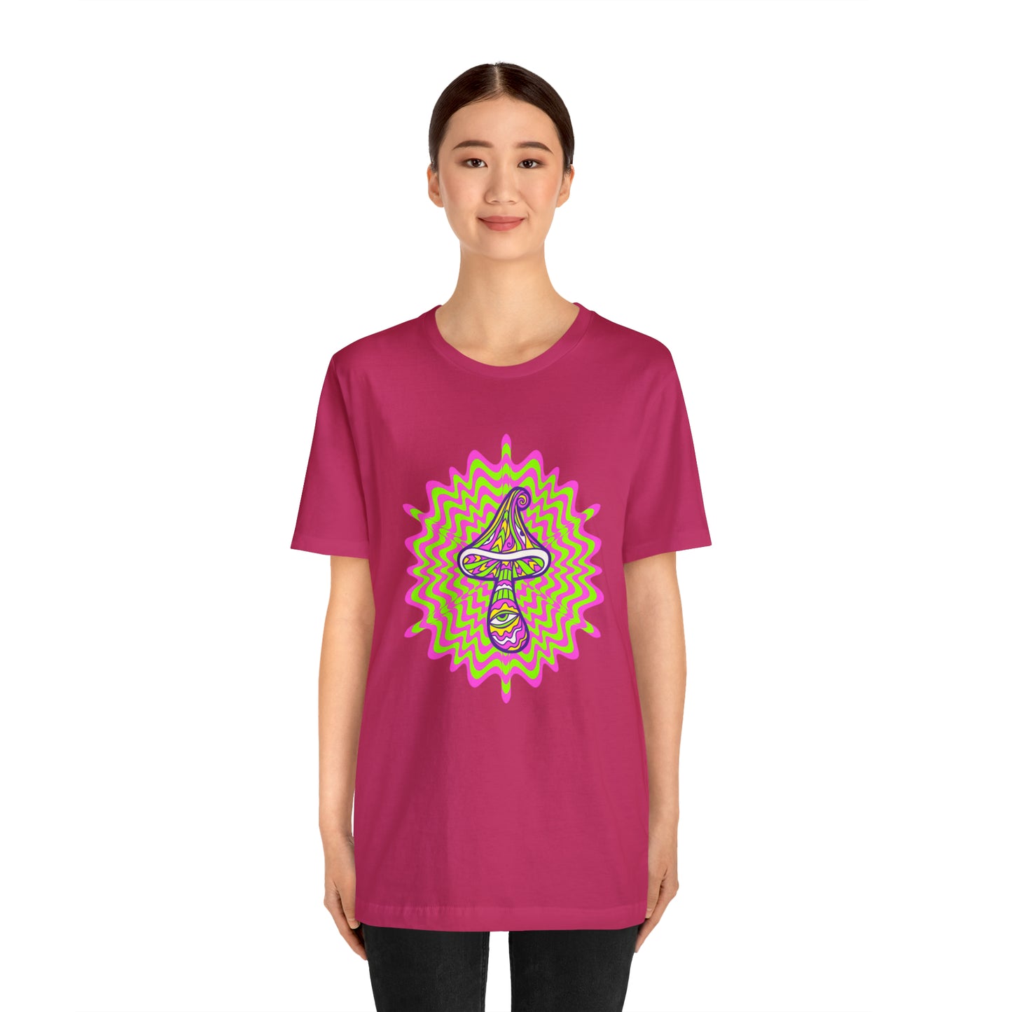 Colorful, Retro Mushrooms T-shirt- Adult, Regular Fit, Soft Cotton, T-shirt