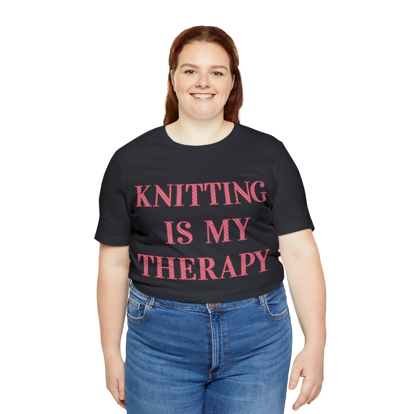 Knitting Is My Therapy- Adult, Regular Fit, Soft Cotton T-shirt