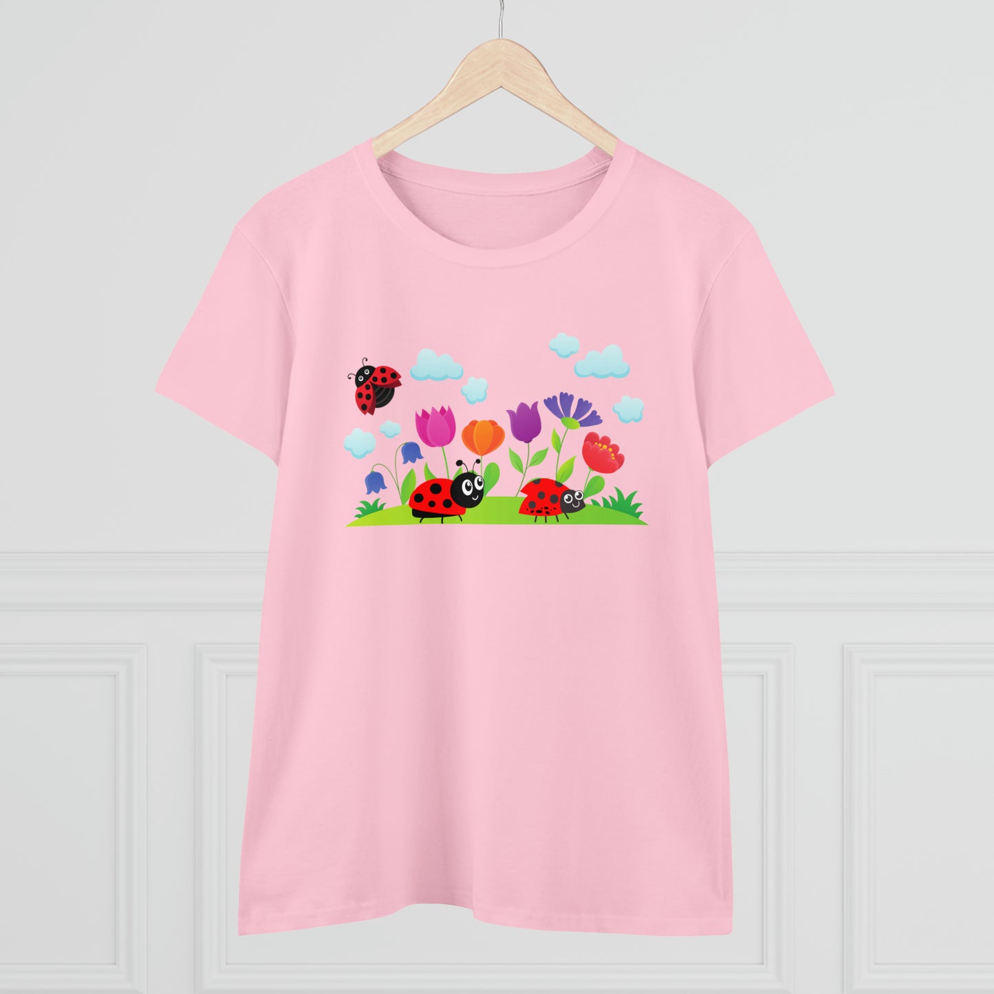 Nature, Flowers, Garden, Ladybug, Bugs-  Adult, Semi-fitted, T-shirt
