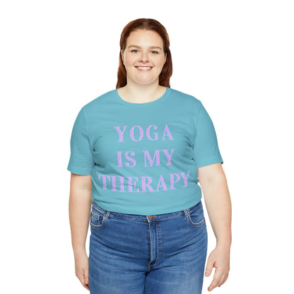 Yoga Is My Therapy- Adult, Regular Fit, Soft Cotton, Full Size Image, T-shirt