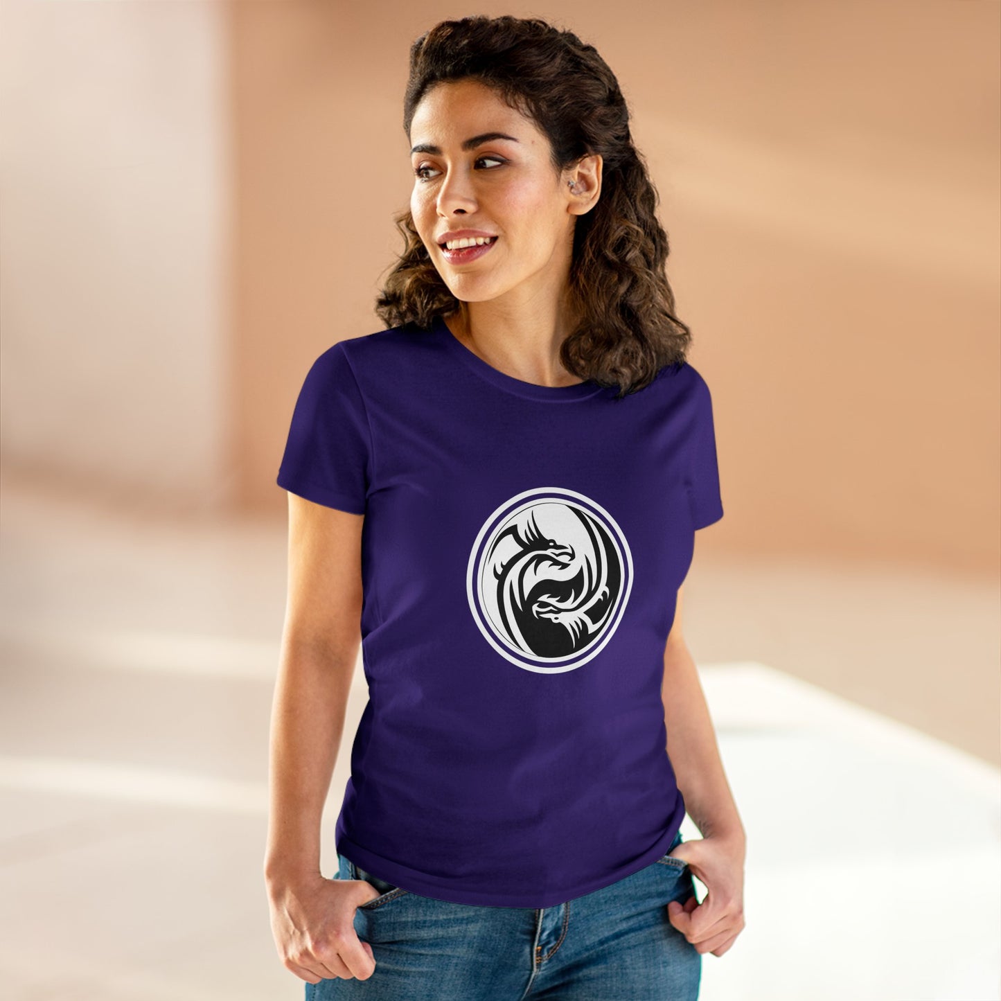 Symbol, Ying Yang, Dragon- Adult, Semi-fitted, Smaller Size Image, T-shirt