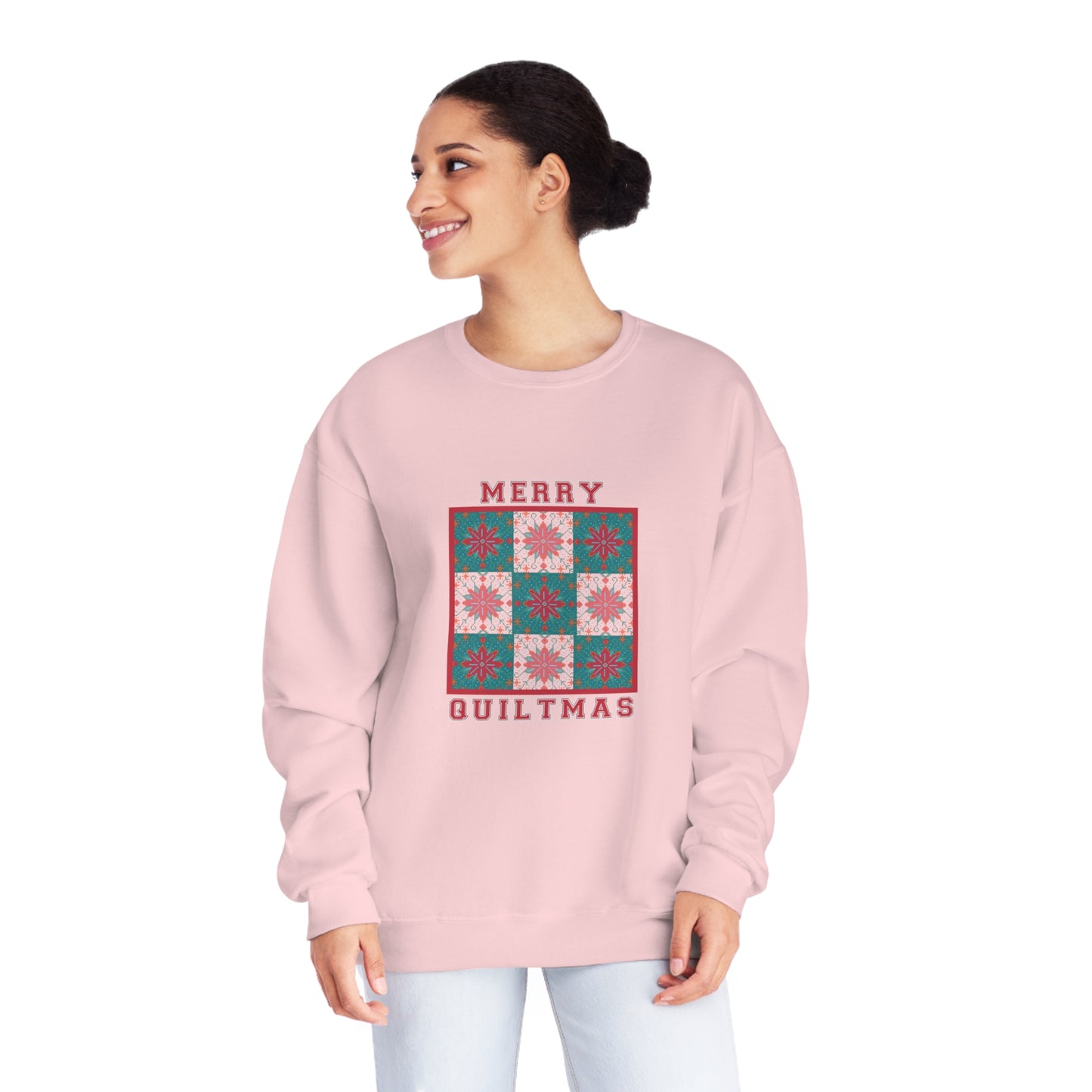 Merry Quiltmas, Merry Christmas Quilting Sweatshirt- Unisex NuBlend® Crewneck Sweatshirt