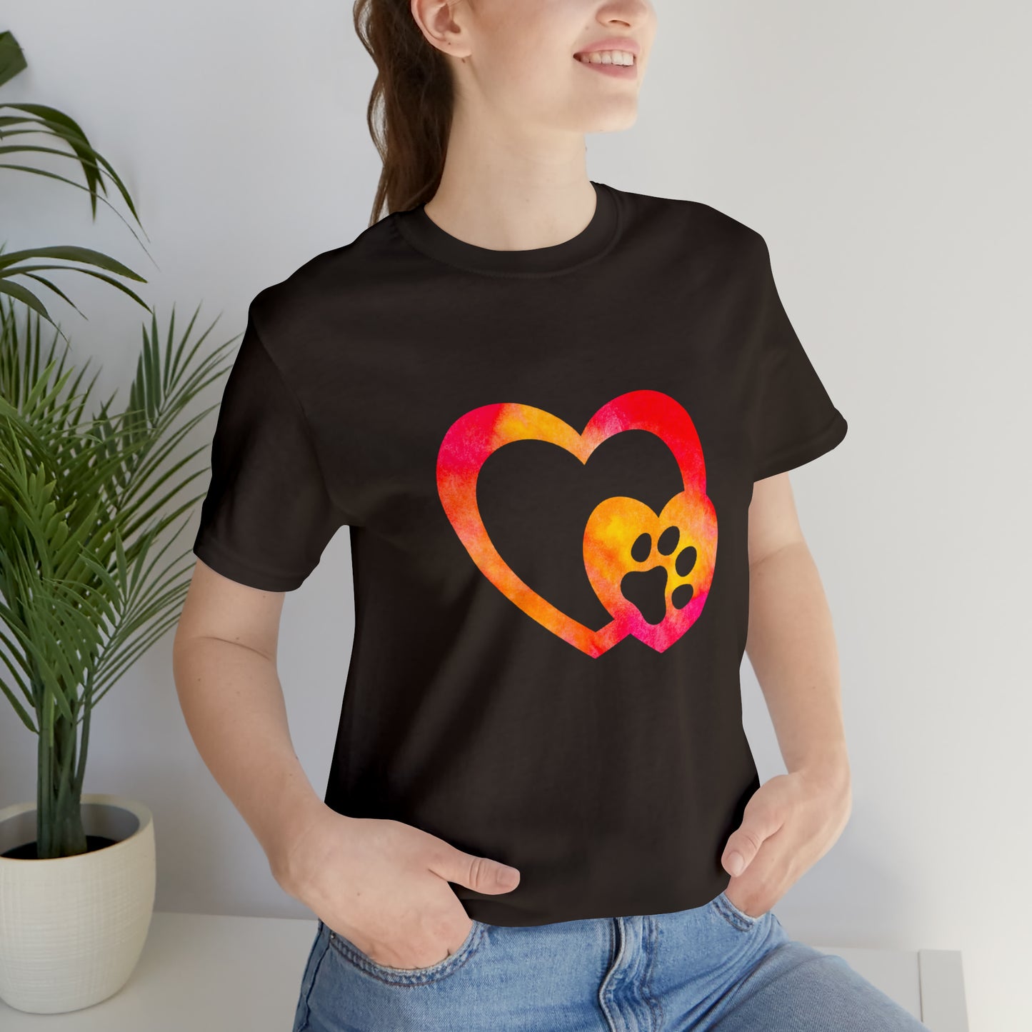Art, Colorful, Love, Dog Paw- Adult, Regular Fit, Soft Cotton, T-shirt