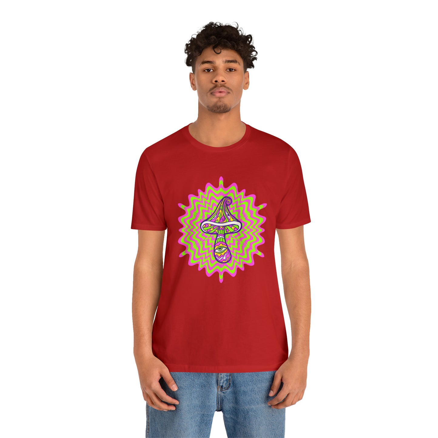 Colorful, Retro Mushrooms T-shirt- Adult, Regular Fit, Soft Cotton, T-shirt