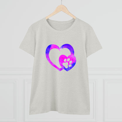 Art, Colorful, Love, Dog Paw- Adult, Semi-fitted, T-shirt