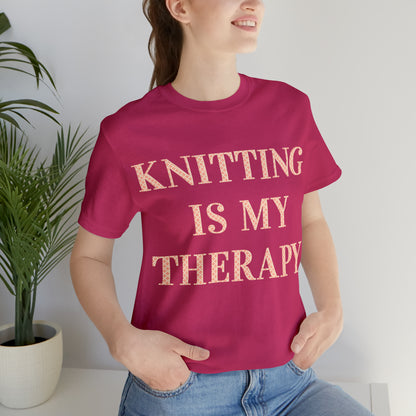 Knitting Is My Therapy- Adult, Regular Fit, Soft Cotton T-shirt
