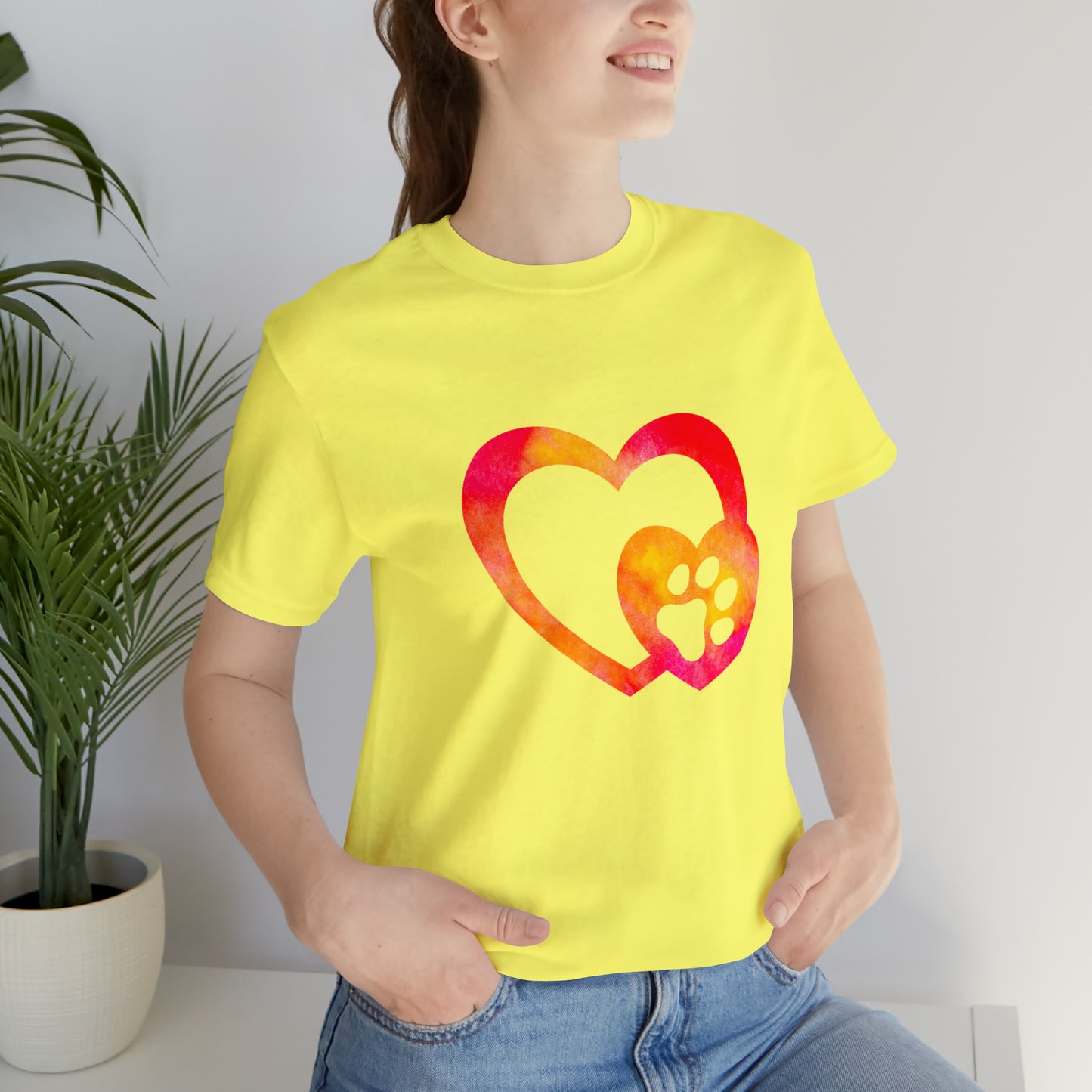 Art, Colorful, Love, Dog Paw- Adult, Regular Fit, Soft Cotton, T-shirt