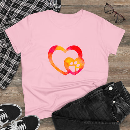 Art, Colorful, Love, Dog Paw- Adult, Semi-fitted, T-shirt