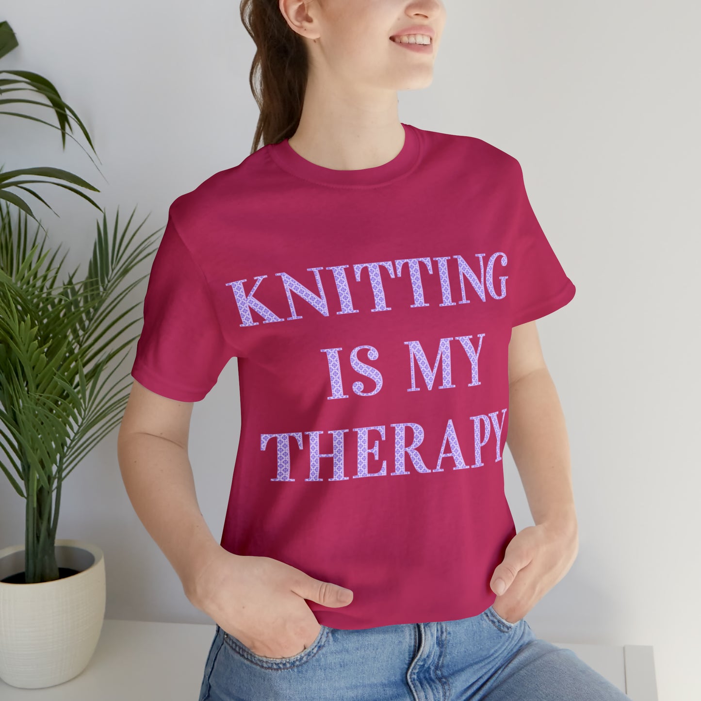 Knitting Is My Therapy- Adult, Regular Fit, Soft Cotton, T-shirt