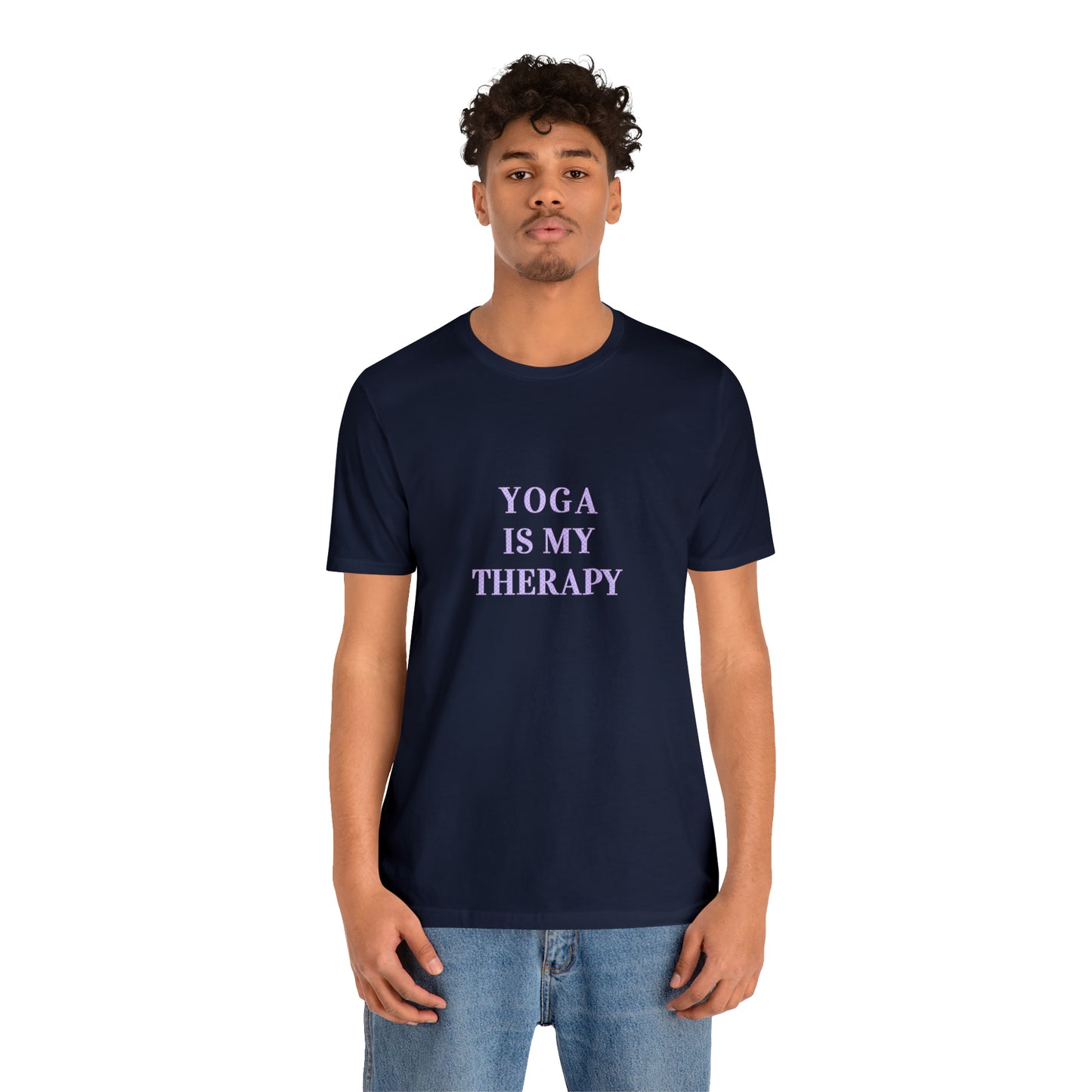 Yoga Is My Therapy- Adult, Regular Fit, Soft Cotton, Smaller Size Image, T-shirt