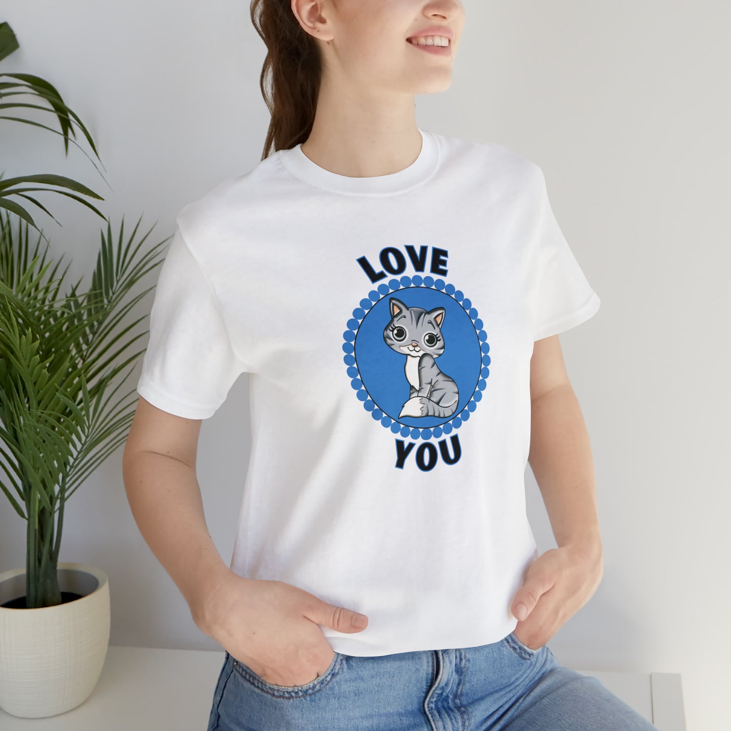 Cat, Love You, Animals- Adult, Regular Fit, Soft Cotton, T-shirt