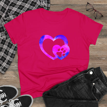 Art, Colorful, Love, Dog Paw- Adult, Semi-fitted, T-shirt