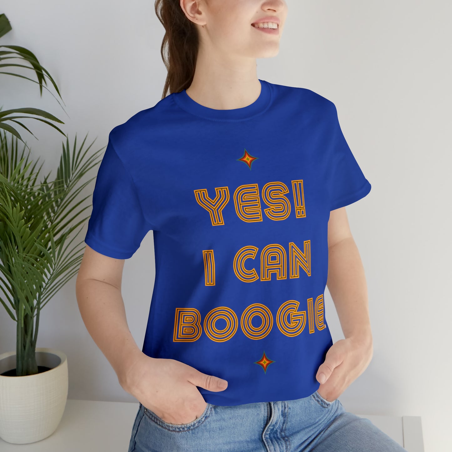 Dance, I Can Boogie, Retro Disco Dance, Words- Adult, Regular Fit, Soft Cotton, Full Size Image, T-shirt