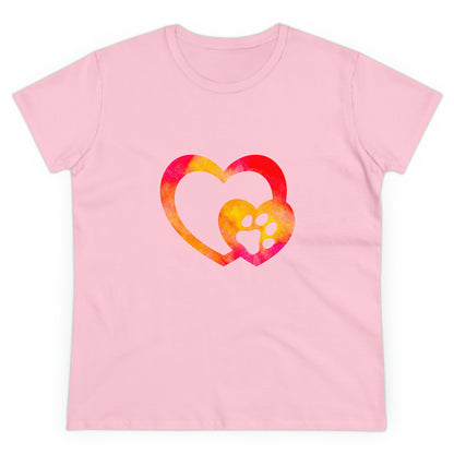 Art, Colorful, Love, Dog Paw- Adult, Semi-fitted, T-shirt