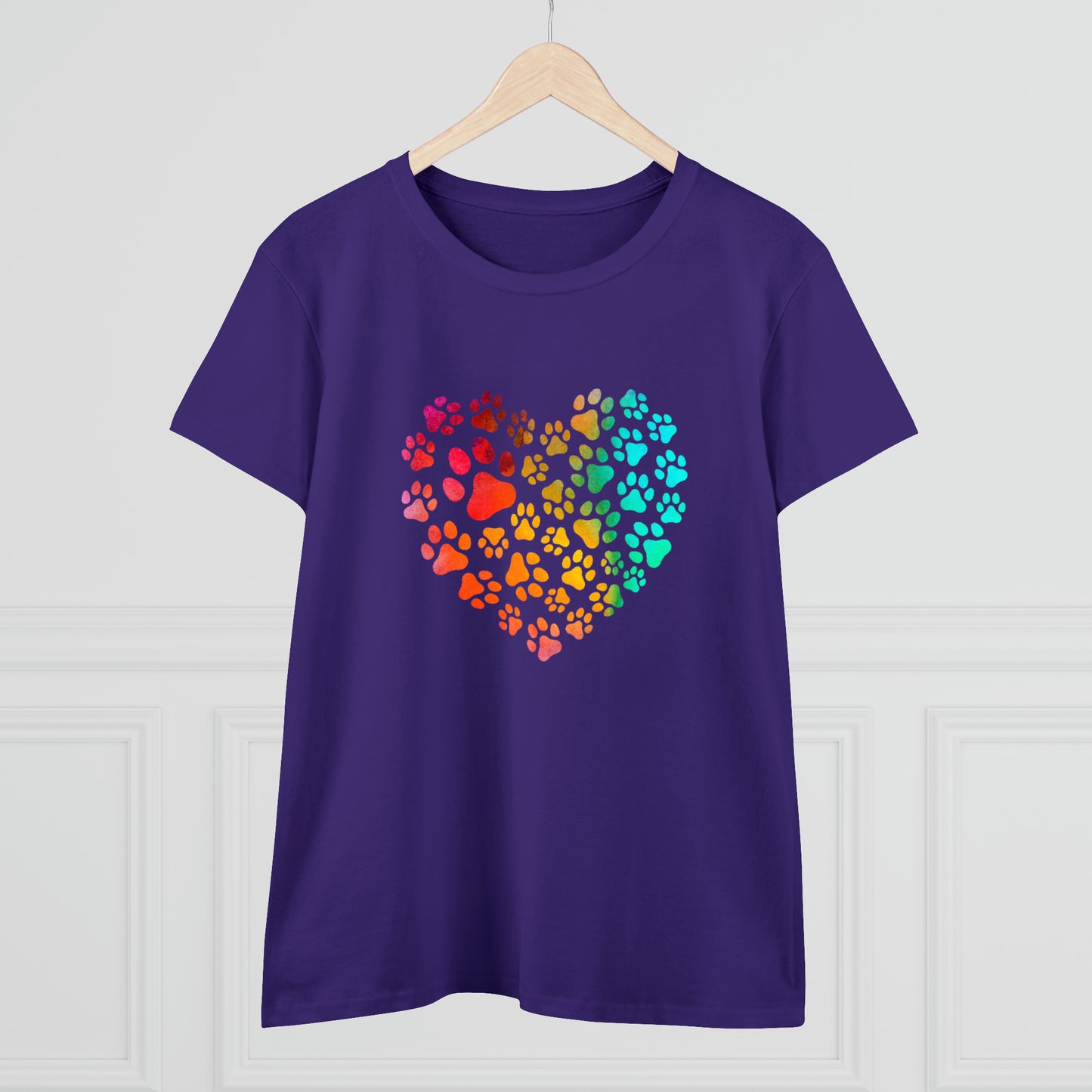 Art, Colorful, Love, Dog Paw- Adult, Semi-fitted, T-shirt