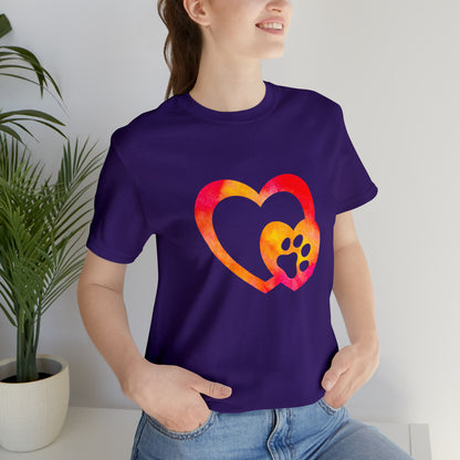 Art, Colorful, Love, Dog Paw- Adult, Regular Fit, Soft Cotton, T-shirt