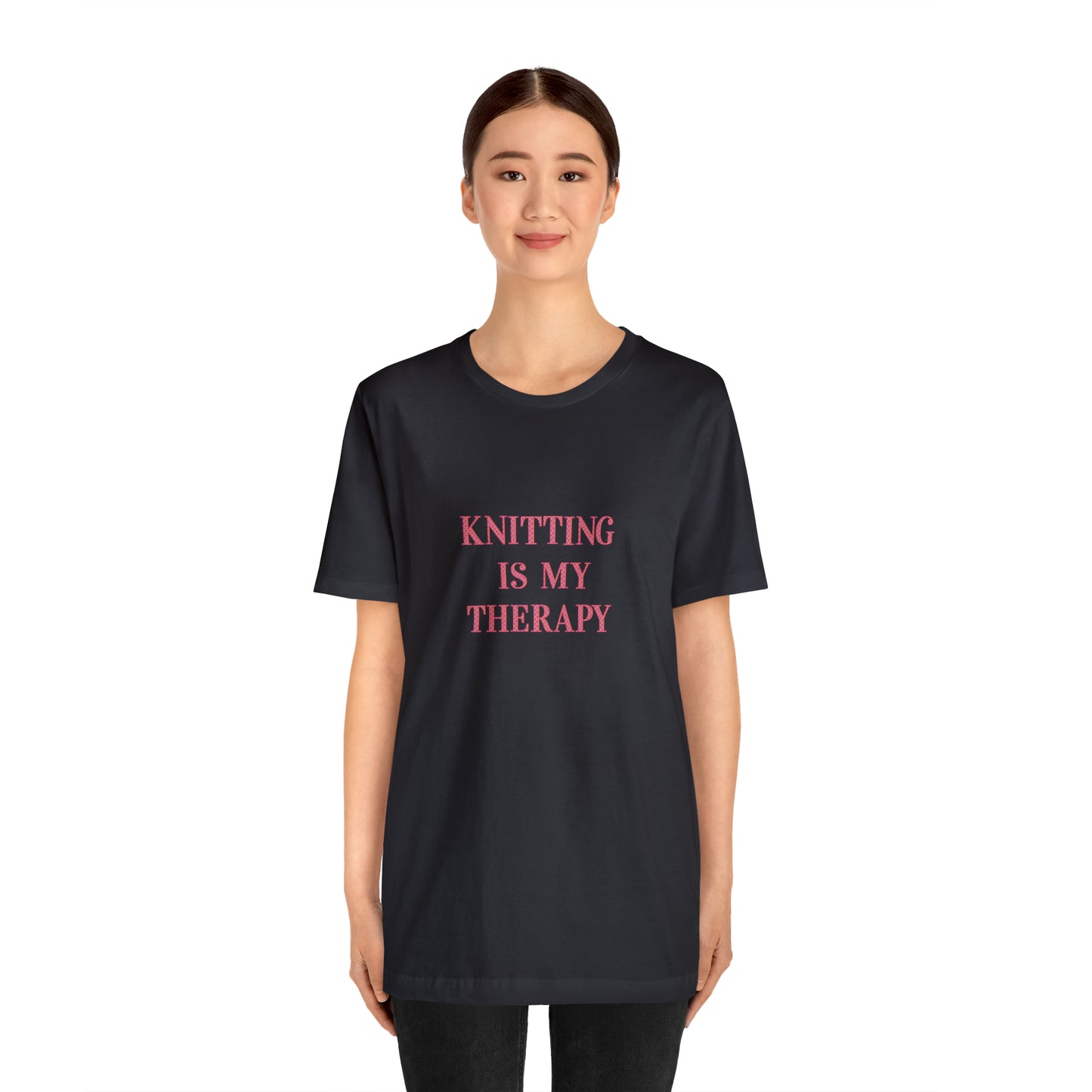 Knitting Is My Therapy- Adult, Regular Fit, Smaller Size Image, Soft Cotton, T-shirt