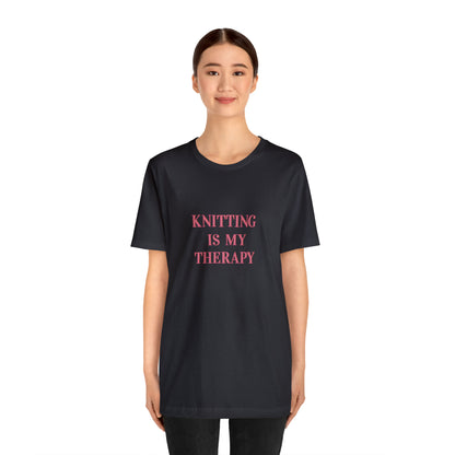 Knitting Is My Therapy- Adult, Regular Fit, Smaller Size Image, Soft Cotton, T-shirt
