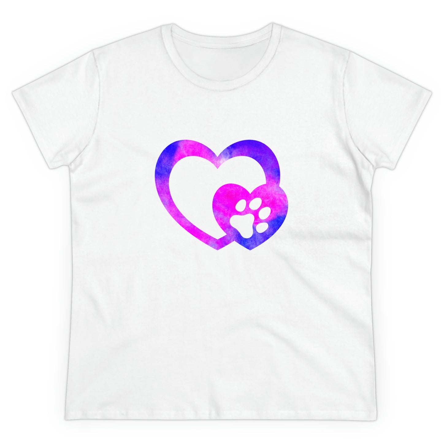 Art, Colorful, Love, Dog Paw- Adult, Semi-fitted, T-shirt